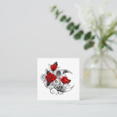Mechanische haling met rode rozen vierkante visitekaartje (Staand voorkant)