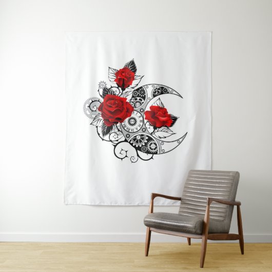 Mechanische haling met rode rozen wandkleed (In situ)