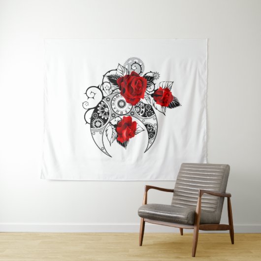 Mechanische haling met rode rozen wandkleed (In Situ (horizontaal))