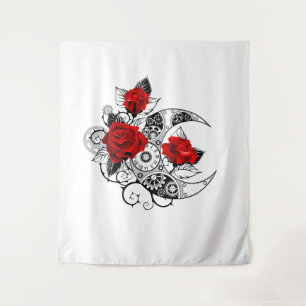 Mechanische haling met rode rozen wandkleed