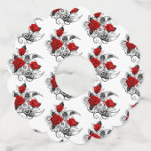 Mechanische haling met rode rozen wijnglaslabel (Achterkant)