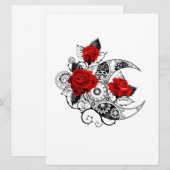 Mechanische halve maan met rode rozen aankondiging (Voorkant / Achterkant)