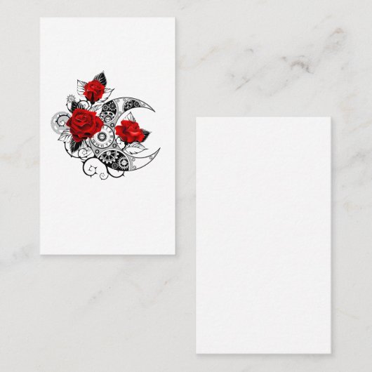 Mechanische Halve Maan met Rode Rozen Afsprakenkaartje (Voorkant / Achterkant)