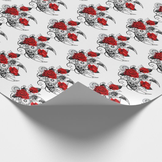 Mechanische Halve Maan met Rode Rozen Cadeaupapier (Hoek)