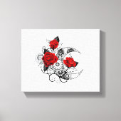 Mechanische Halve Maan met Rode Rozen Canvas Afdruk (Voorkant)