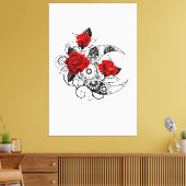 Mechanische Halve Maan met Rode Rozen Canvas Afdruk (Insitu (Woonkamer))