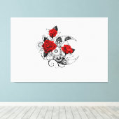 Mechanische Halve Maan met Rode Rozen Canvas Afdruk (Insitu (Houten vloer))