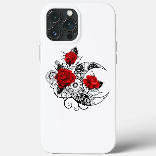 Mechanische Halve Maan met Rode Rozen Case-Mate iPhone Case (Achterkant)