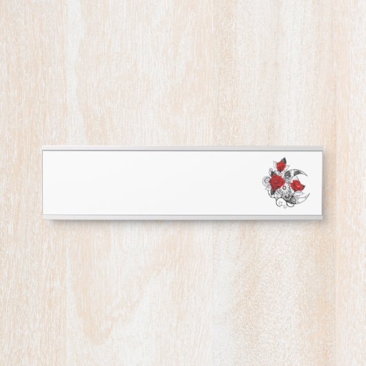 Mechanische Halve Maan met Rode Rozen Deurbordje (Voorkant)