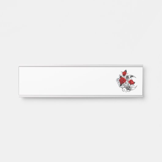 Mechanische Halve Maan met Rode Rozen Deurbordje (Voorkant)