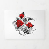 Mechanische halve maan met rode rozen drieluik uitnodiging (Cover)