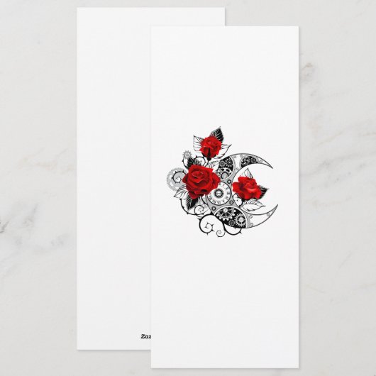 Mechanische Halve Maan met Rode Rozen Feestdagenkaart (Voorkant / Achterkant)