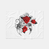 Mechanische Halve Maan met Rode Rozen Fleece Deken (Voorkant (Horizontaal))