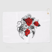 Mechanische Halve Maan met Rode Rozen Golfhanddoek (Horizontaal)