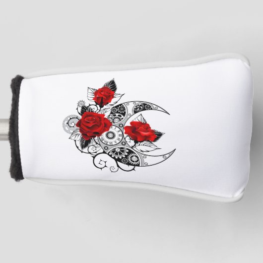 Mechanische Halve Maan met Rode Rozen Golfheadcover (Voorkant)