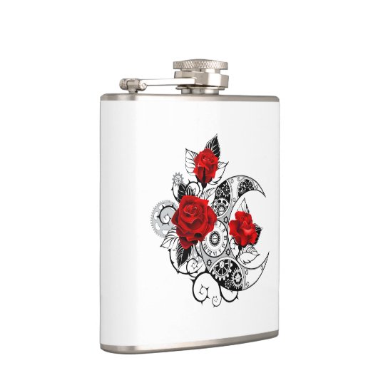 Mechanische Halve Maan met Rode Rozen Heupfles (Rechts)