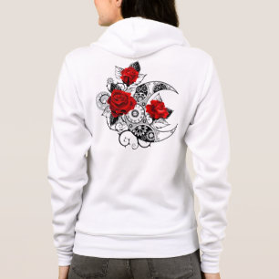 Mechanische Halve Maan met Rode Rozen Hoodie