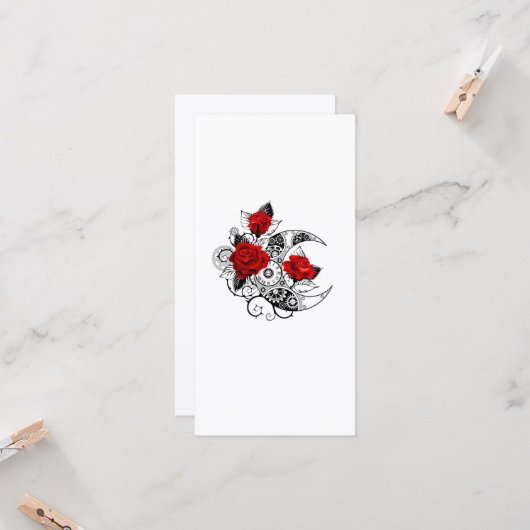 Mechanische Halve Maan met Rode Rozen Kaart (Voorkant / Achterkant in situ)