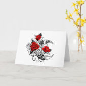 Mechanische Halve Maan met Rode Rozen Kaart (Gele Bloem)