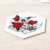 Mechanische Halve Maan met Rode Rozen Kartonnen Onderzetters (Schuin)