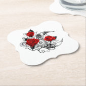 Mechanische Halve Maan met Rode Rozen Kartonnen Onderzetters (Gekanteld)