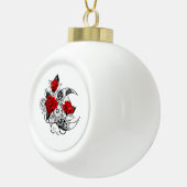 Mechanische Halve Maan met Rode Rozen Keramische Bal Ornament (Rechts)