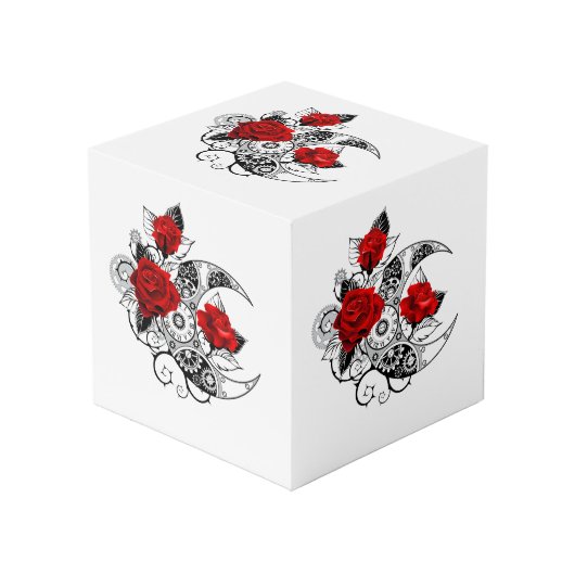 Mechanische Halve Maan met Rode Rozen Kubus (Voorkant hoekig)
