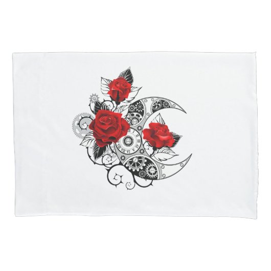 Mechanische Halve Maan met Rode Rozen Kussensloop (Voorkant)