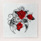 Mechanische Halve Maan met Rode Rozen Legpuzzel (Horizontaal)