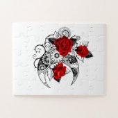 Mechanische Halve Maan met Rode Rozen Legpuzzel (Horizontaal)