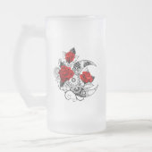 Mechanische Halve Maan met Rode Rozen Matglas Bierpul (Links)