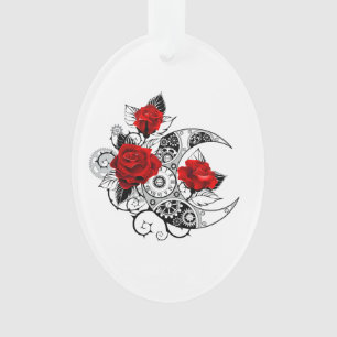 Mechanische Halve Maan met Rode Rozen Ornament
