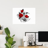 Mechanische Halve Maan met Rode Rozen Poster (Thuiskantoor)