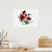 Mechanische Halve Maan met Rode Rozen Poster (Keuken)