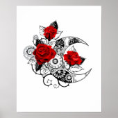 Mechanische Halve Maan met Rode Rozen Poster (Voorkant)