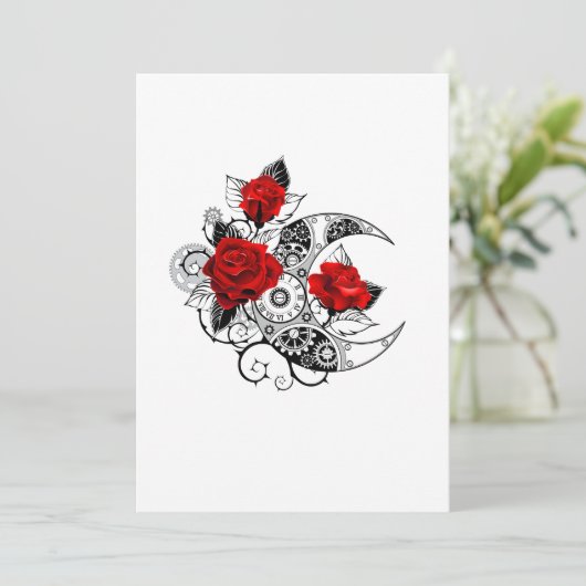 Mechanische Halve Maan met Rode Rozen Programmakaart (Staand voorkant)