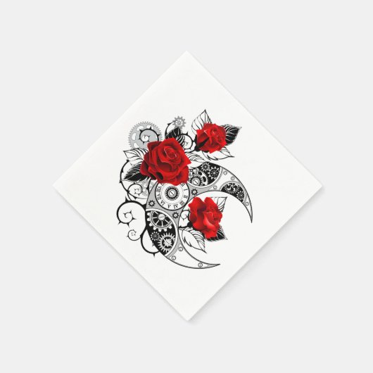 Mechanische Halve Maan met Rode Rozen Servet (Hoek)