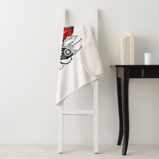 Mechanische Halve Maan met Rode Rozen Sherpa Deken (In situ)