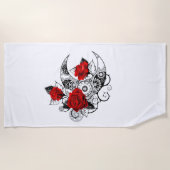 Mechanische Halve Maan met Rode Rozen Strandlaken (Voorkant)