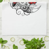 Mechanische Halve Maan met Rode Rozen Theedoek (Gevouwen)