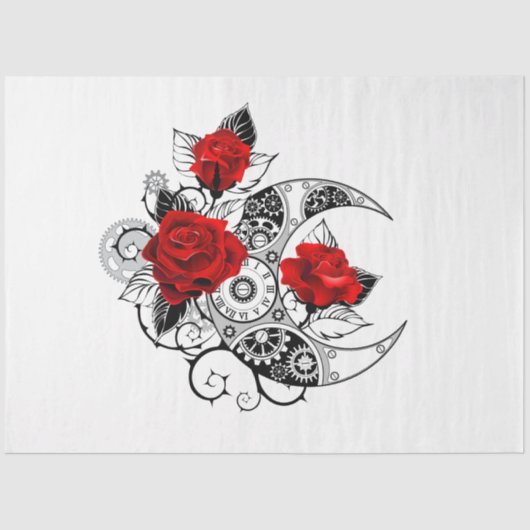 Mechanische Halve Maan met Rode Rozen Tissuepapier (Voorkant)