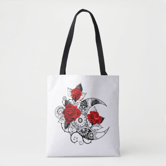 Mechanische Halve Maan met Rode Rozen Tote Bag (Voorkant)
