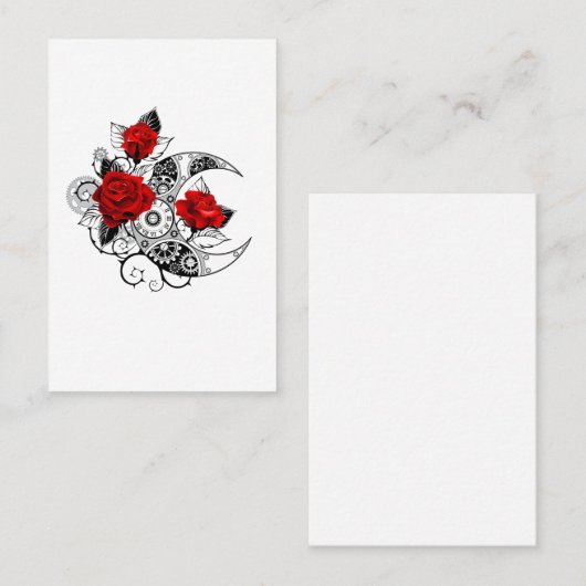 Mechanische Halve Maan met Rode Rozen Visitekaartje (Voorkant / Achterkant)