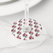 Mechanische Halve Maan met Rode Rozen Wijnglaslabel (Dichtbij)