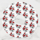 Mechanische Halve Maan met Rode Rozen Wijnglaslabel (Achterkant)