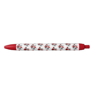 Mechanische Halve Maan met Rode Rozen Zwarte Inkt Pen