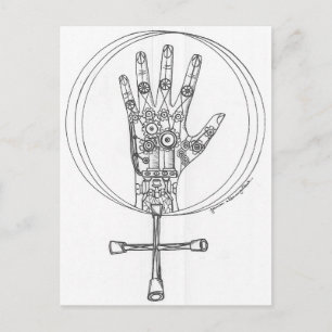 Mechanische hand briefkaart