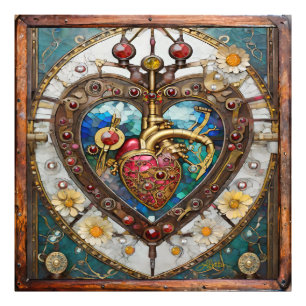 Mechanische Hart Anatomische Steampunk Serie Foto Afdruk