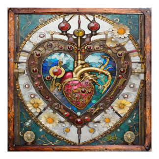 Mechanische Hart Anatomische Steampunk Serie Foto Afdruk