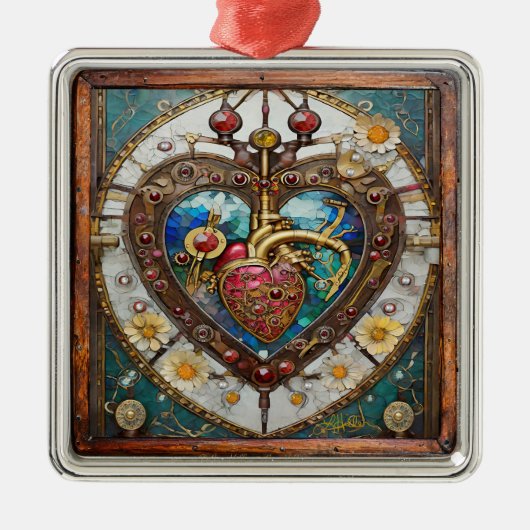 Mechanische Hart Anatomische Steampunk-serie Metalen Ornament (Voorkant)